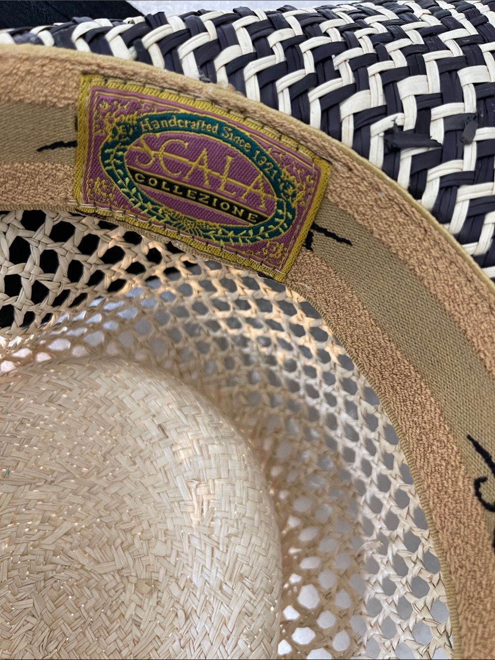 Women’s Wide-Brim Straw Hat with Black Band - Neutral By Scala - Picture 9 of 10